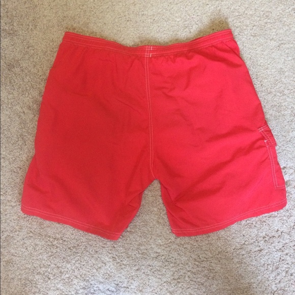 Red Lifeguard Swim Trunks - Picture 2 of 7